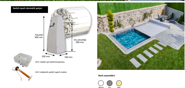 Havuz kapama panjuru çalışma şeması
